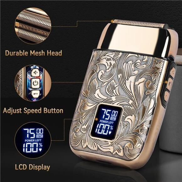 Shave Electric Foil Shavers for Men, 3-Speed Electric Razor, Bald Head Shavers - Picture 3 of 7